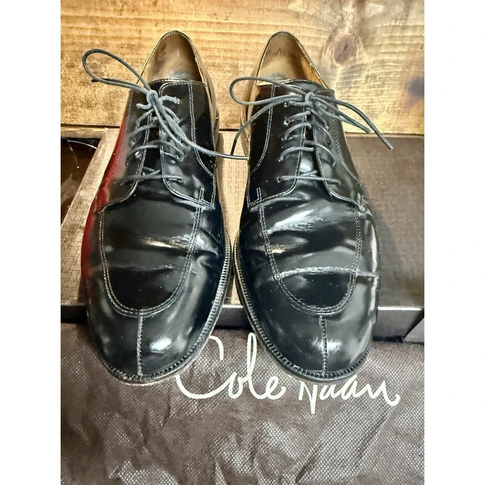 Vintage Cole Haan Black Leather Split Toe Oxford Dress Shoes 10-1/2D Made in USA